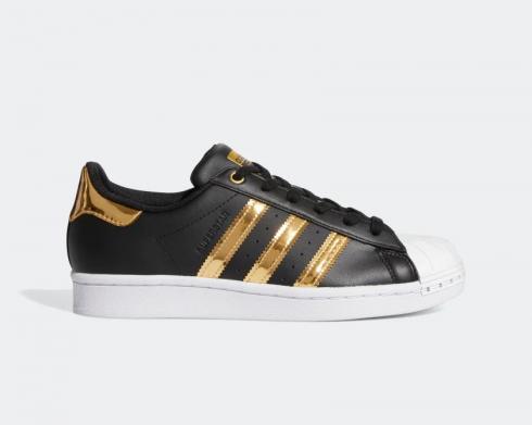 Adidas Superstar Black Cloud White Gold Shoes FV3329