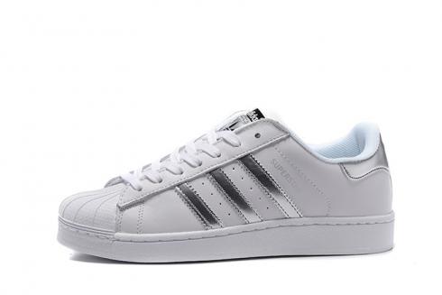 Adidas Womens Superstar White Silver Metallic Black AQ3091