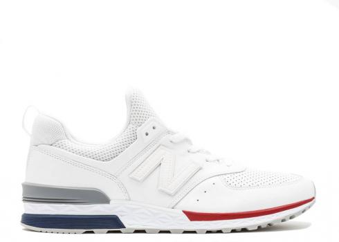 New Balance 574 Sport White Silver Red MS574AWL