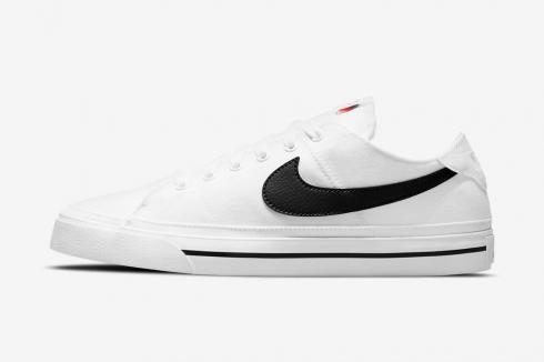 Nike Court Legacy Canvas Blanc Noir Swoosh CW6539-101