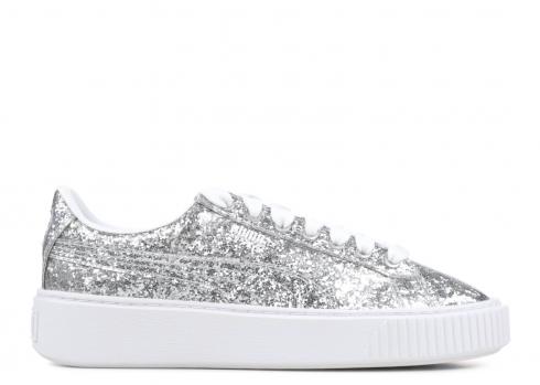 Puma Basket Platform Glitter Wn S Silver 364093-01