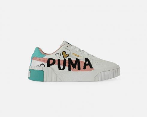 Puma Cali Pure White Rose Gold Valentine's Green Black 373038-02