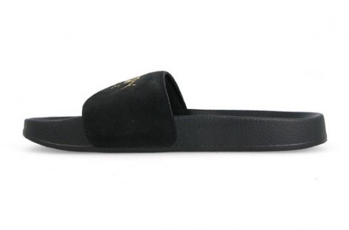 Puma Leadcat Suede Mens Slides Puma Black Gold Shoes 365758-01