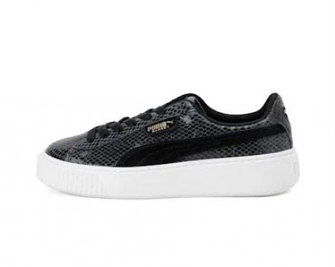 Puma Platform Snake LUX Black White Womens Shoes 369904-01