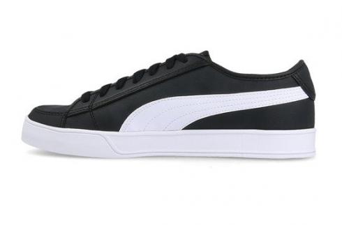 Puma Smash V2 VULC Leather Black White Unisex Shoes 367308-01