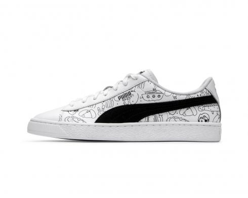 Puma Tyakasha x Basket White Black Herre Sneakers Sko 370125-01