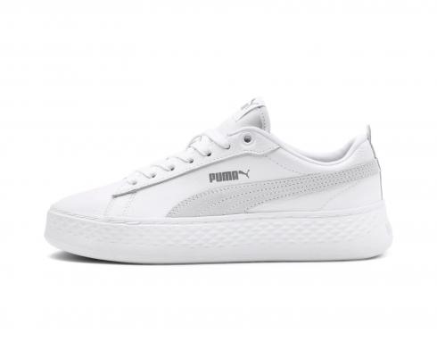 Puma Womens Smash Platform Low White Womens Shoes 366487-06