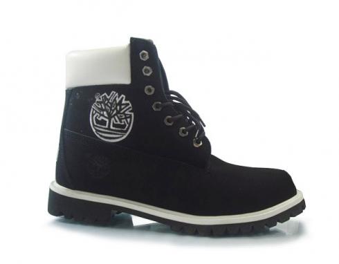 Mens Timberland 6 Inch Boots Black White