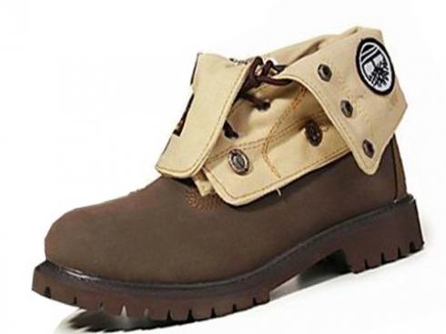 Timberland Brown White Mens Roll Top Boots